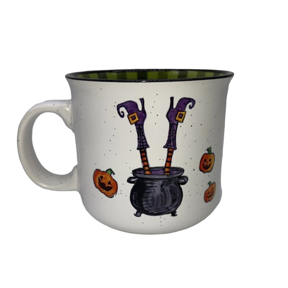 Cobwebs and Cauldrons Mug Bottoms Up Witches Halloween 4" Tall Wide Mouth 24 oz